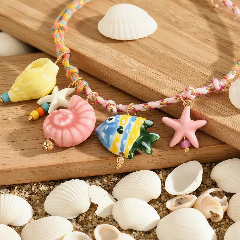 1PCS Cute Colorful Ceramic Small Fish Starfish Anklet For Women Fashion Colorful Woven Adjustable Foot Chain Beach Jewelry Gifts
1PCS Cute Colorful Ceramic Small Fish Starfish Anklet For Women Fashion Colorful Woven Adjustable Foot Chain Beach Jewelry Gifts
