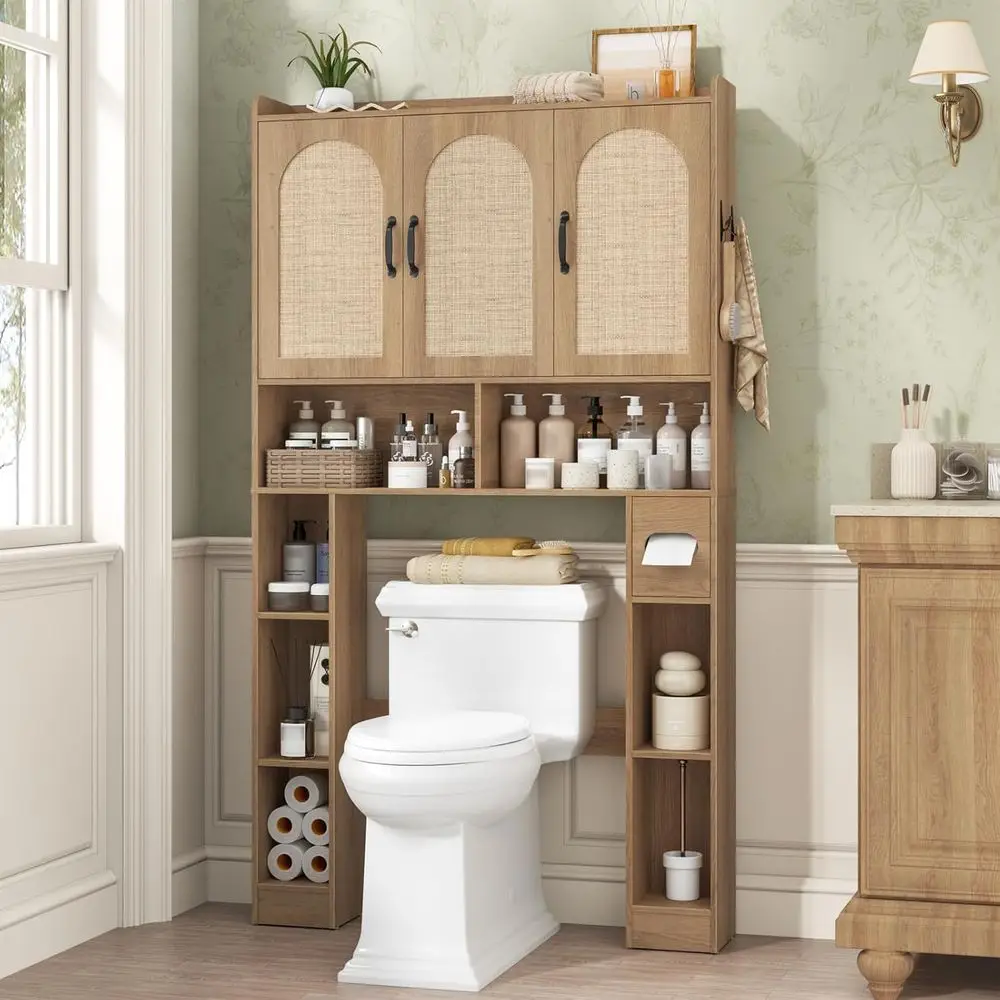 Space-Saving Toilet Storage Cabinet with 3 Shelves and Paper Holder for Bathroom, Restroom, and Laundry
Space-Saving Toilet Storage Cabinet with 3 Shelves and Paper Holder for Bathroom, Restroom, and Laundry