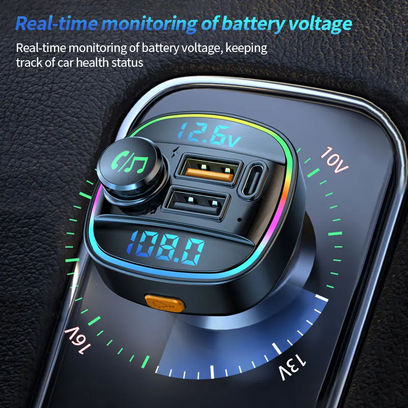 Bluetooth 5.0 FM Transmitter Handsfree Car Radio Modulator MP3 Player With 22.5W USB Super Quick Charge Adapter for Car
Bluetooth 5.0 FM Transmitter Handsfree Car Radio Modulator MP3 Player With 22.5W USB Super Quick Charge Adapter for Car