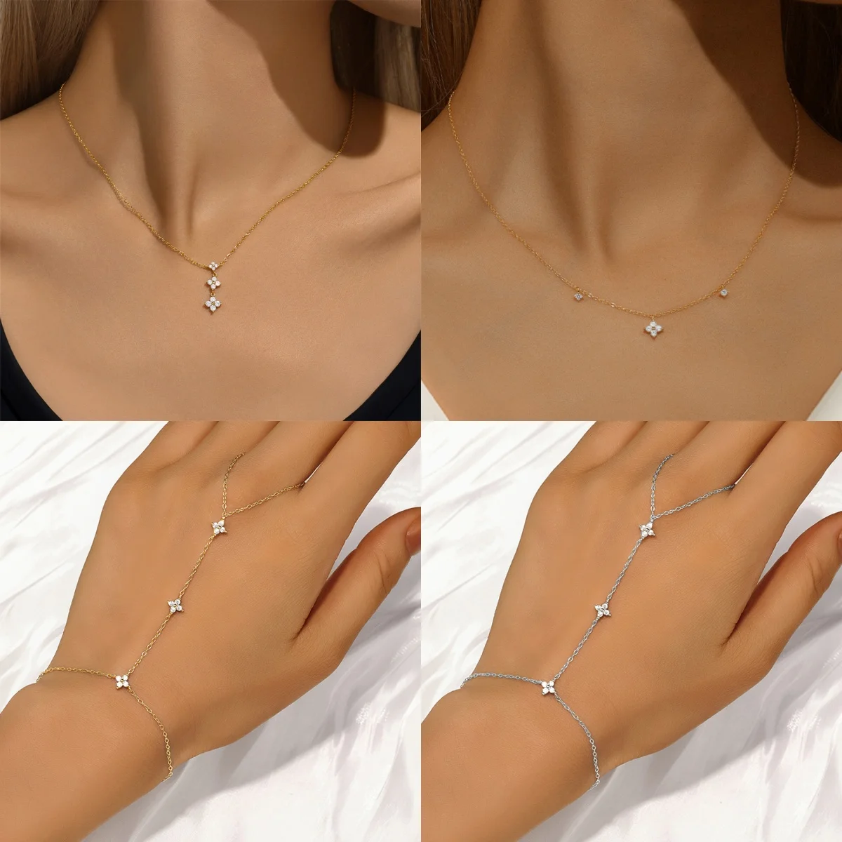 Aide 925 sterling silver Dainty Lucky Four-leaf Clover Bracelet for Women 18k Gold Plated Elegant Pendant Minimalist Jewelry
Aide 925 sterling silver Dainty Lucky Four-leaf Clover Bracelet for Women 18k Gold Plated Elegant Pendant Minimalist Jewelry