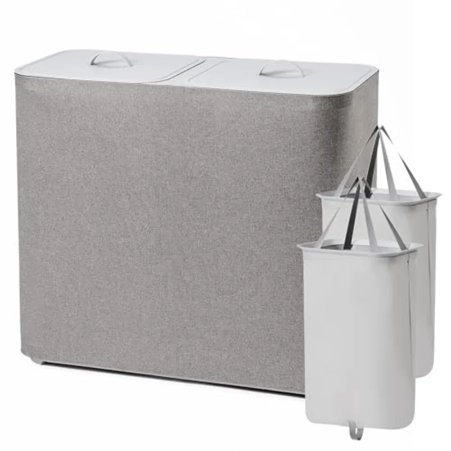 Laundry Hamper with Lid and Removable Laundry Bags Large 2 Dividers Dirty Clothes Basket for Bedroom Laundry Room Bathroom
Laundry Hamper with Lid and Removable Laundry Bags Large 2 Dividers Dirty Clothes Basket for Bedroom Laundry Room Bathroom
