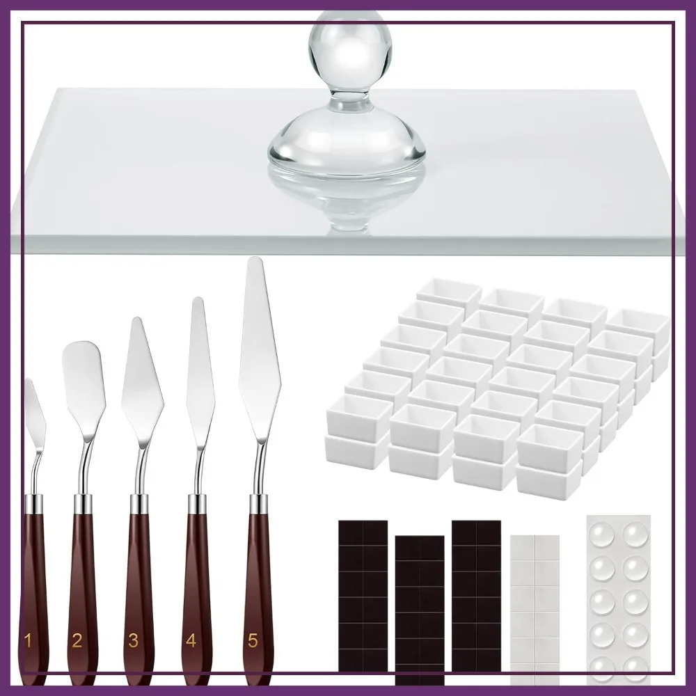 109-Piece Glass Paint Muller Set with Slab, Knives, Half Pans, Magnetic Stripes for DIY Oil Acrylic
109-Piece Glass Paint Muller Set with Slab, Knives, Half Pans, Magnetic Stripes for DIY Oil Acrylic