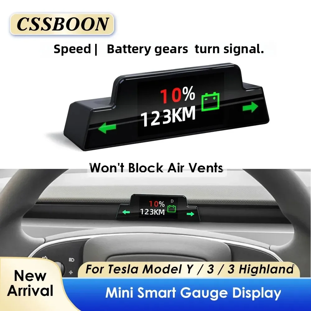 CSSBOON Mini Dashboard Smart Gauge For Tesla Model 3 Y 2021-2024 Speed Turn Signal Monitor Hidden in Gap Won't Block Air Vents
CSSBOON Mini Dashboard Smart Gauge For Tesla Model 3 Y 2021-2024 Speed Turn Signal Monitor Hidden in Gap Won't Block Air Vents