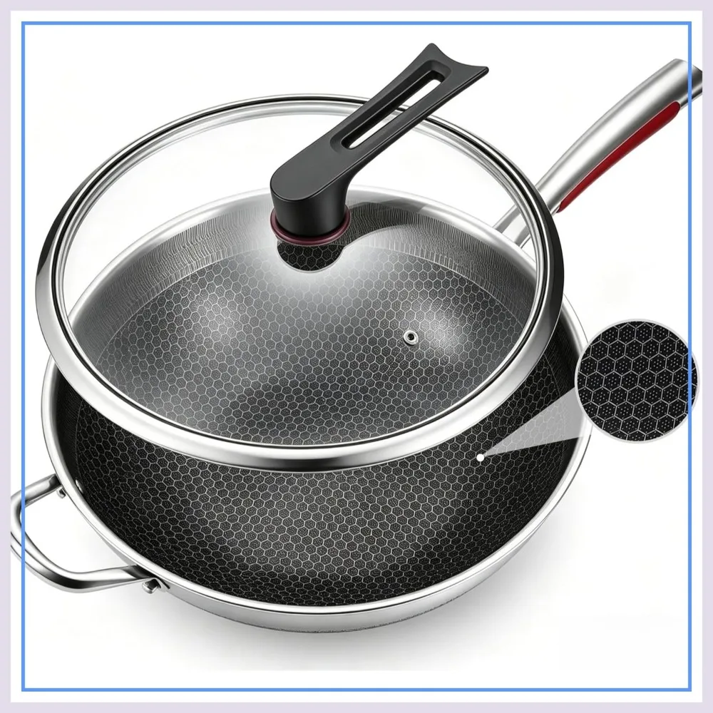 14-Inch Wok Pan, PFOA Free Nonstick Stainless Steel Wok, Uncoated Craft Pot Healthy Cooking, for All Cooktops
14-Inch Wok Pan, PFOA Free Nonstick Stainless Steel Wok, Uncoated Craft Pot Healthy Cooking, for All Cooktops