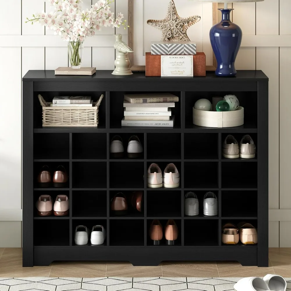Modern Square Shoe Cabinet with Curved Base, Sleek Design 24 Shoe Cubby Console, Versatile Sideboard for Hallway, Bedroom,
Modern Square Shoe Cabinet with Curved Base, Sleek Design 24 Shoe Cubby Console, Versatile Sideboard for Hallway, Bedroom,