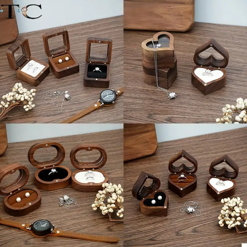 Black Walnut Skylight Ring Necklace Earrings Storage Box Vintage Oval Heart-Shaped Square Wood Engagement Ring Storage Box
Black Walnut Skylight Ring Necklace Earrings Storage Box Vintage Oval Heart-Shaped Square Wood Engagement Ring Storage Box