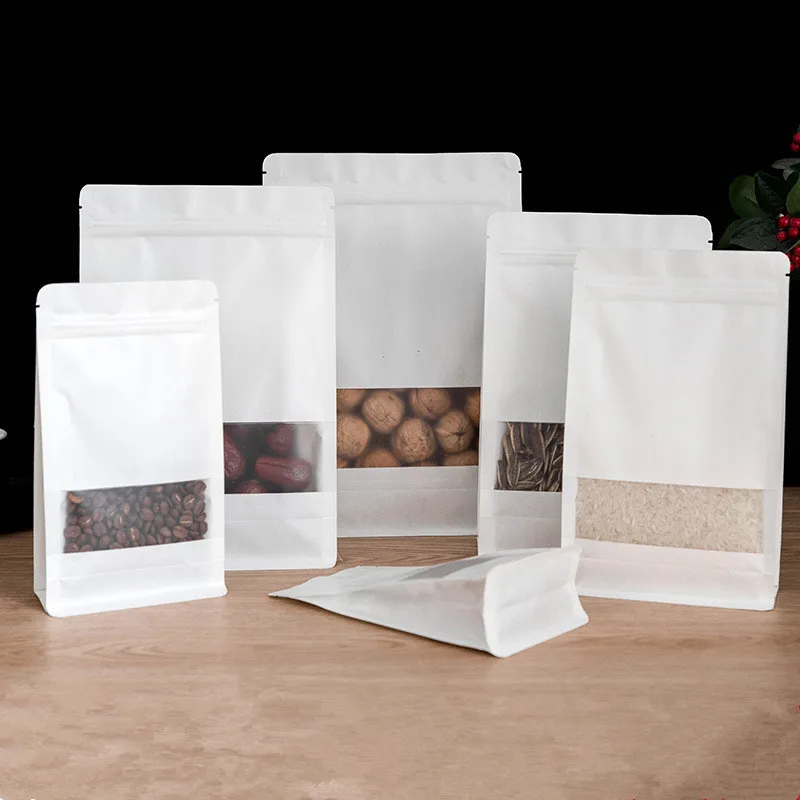 50pcs 10x20cm Window White Kraft Paper Waterproof Oilproof Stand Up Food Packaging Coffee Tea Dry Fruit Nut Bags
50pcs 10x20cm Window White Kraft Paper Waterproof Oilproof Stand Up Food Packaging Coffee Tea Dry Fruit Nut Bags