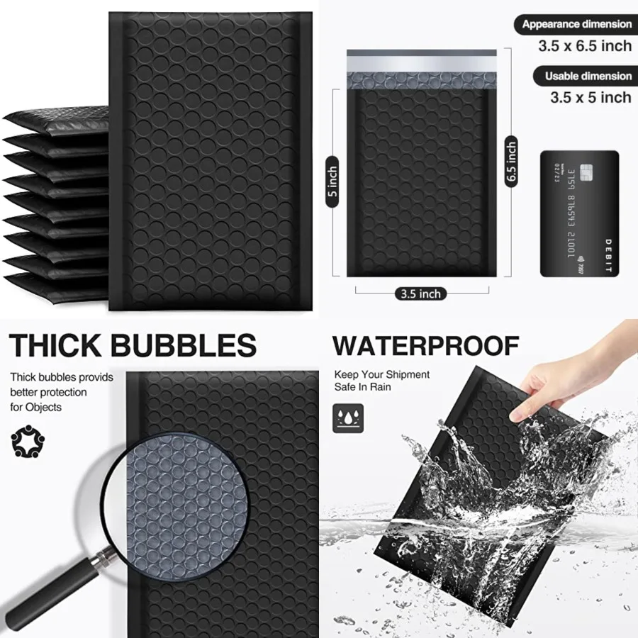 Bubble Mailers 3.5x6.5 Inch 50 Pack Padded Envelopes Usable Size 3.5x5 Small Business Mailing Packages Self Seal Adhesive Water
Bubble Mailers 3.5x6.5 Inch 50 Pack Padded Envelopes Usable Size 3.5x5 Small Business Mailing Packages Self Seal Adhesive Water
