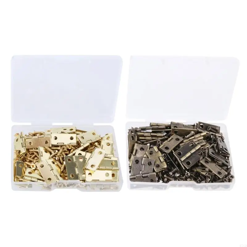 E7CD Small Hinges set in Gold Finish 15x18mm Hinges with Screws for Repair & Creation
E7CD Small Hinges set in Gold Finish 15x18mm Hinges with Screws for Repair & Creation