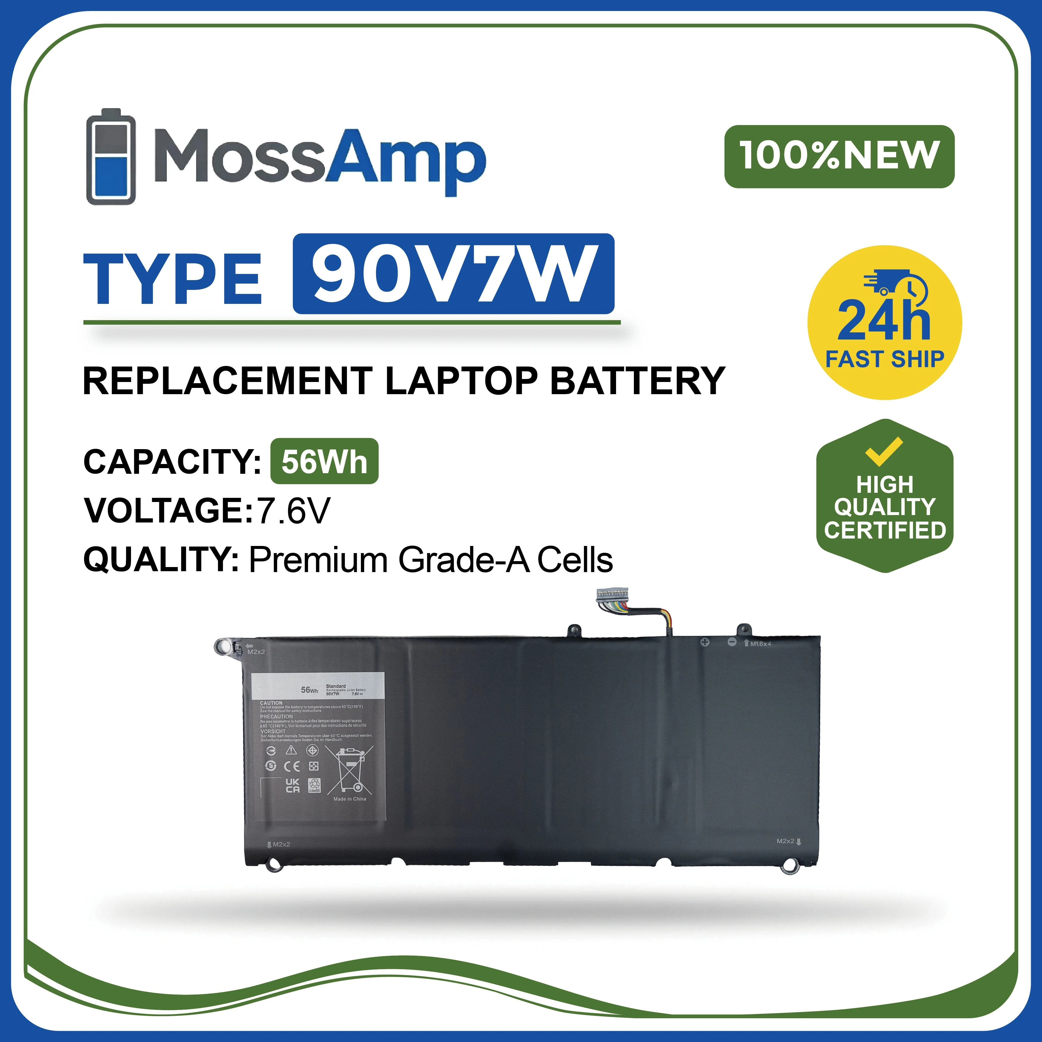 MossAmp 90V7W for DELL XPS 13 9343 9350 13D-9343-170 350 fits JD25G DIN02 0N7T6 0DRRP RWT1R 5K9CP P54G
MossAmp 90V7W for DELL XPS 13 9343 9350 13D-9343-170 350 fits JD25G DIN02 0N7T6 0DRRP RWT1R 5K9CP P54G