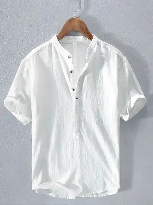 Men's Stand Collar Pullover Short Sleeve Linen Summer Shirt Warmth Youth Fashion Outdoor Children's Long Style Ultra Thin
Men's Stand Collar Pullover Short Sleeve Linen Summer Shirt Warmth Youth Fashion Outdoor Children's Long Style Ultra Thin