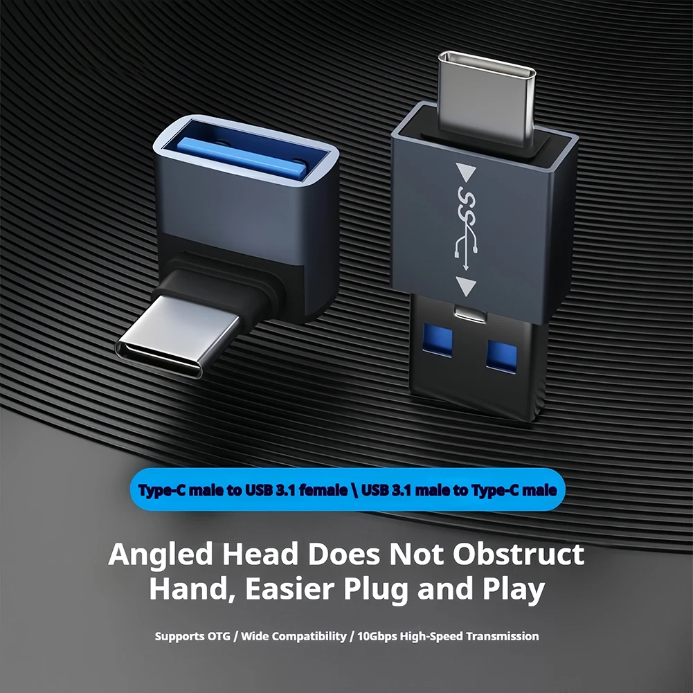 90 Degree USB C to USB 3.1 OTG Adapter Right Angled Type C to USB Adapter 10Gbps Data Transfer for Smartphone Tablet Laptop
90 Degree USB C to USB 3.1 OTG Adapter Right Angled Type C to USB Adapter 10Gbps Data Transfer for Smartphone Tablet Laptop