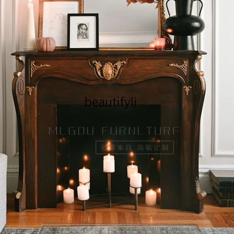 French retro solid wood mantel living room home decoration cabinet entrance fireplace cabinet B06
French retro solid wood mantel living room home decoration cabinet entrance fireplace cabinet B06