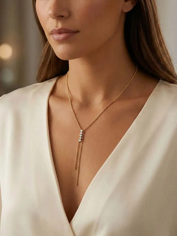 Y-shaped Fringe Beaded Long Chain Necklace for Women, Rhineston Cubic Zirconia Drop Necklace, Stainless Steel Dainty Jewelry
Y-shaped Fringe Beaded Long Chain Necklace for Women, Rhineston Cubic Zirconia Drop Necklace, Stainless Steel Dainty Jewelry