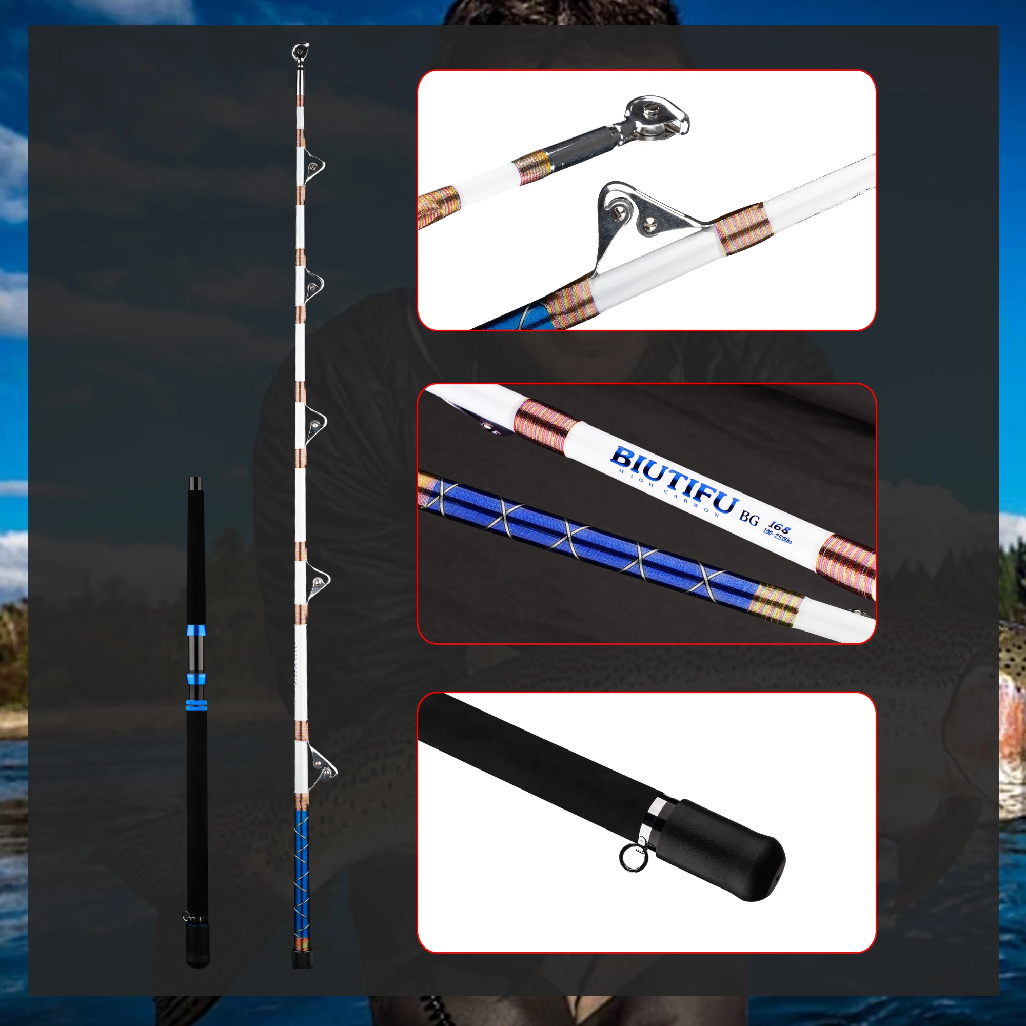 BIUTIFU Ocean Boat Fishing Rods Sea Fishing Jig Bait 80-250lbs Rod Carbon One and Half Slow Shake Wheel Seat Throwing shot 1.65m
BIUTIFU Ocean Boat Fishing Rods Sea Fishing Jig Bait 80-250lbs Rod Carbon One and Half Slow Shake Wheel Seat Throwing shot 1.65m