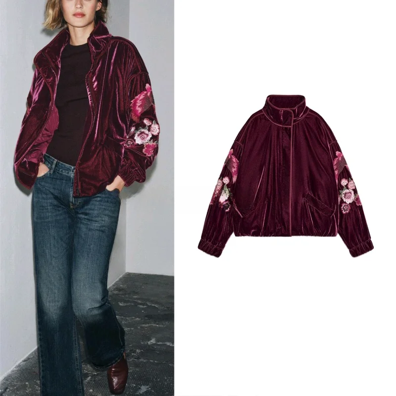 mat Winter Women's Velvet Embroidered Bfled Jaet Collar Long Sve Zipper Closure Cotton Padded Coat Outerwear
mat Winter Women's Velvet Embroidered Bfled Jaet Collar Long Sve Zipper Closure Cotton Padded Coat Outerwear