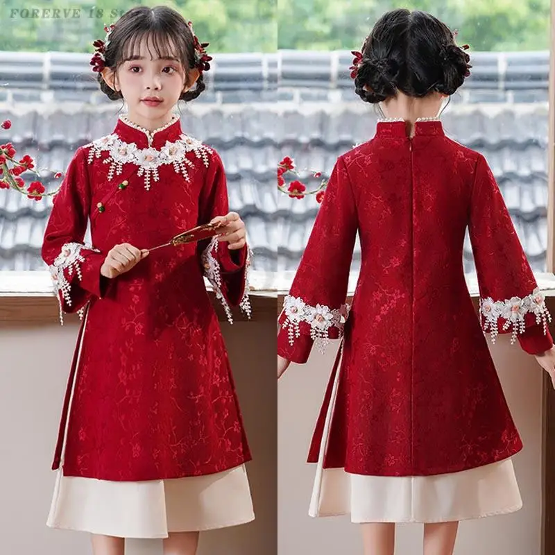 Autumn Winter Red New Year Qipao Children's Chinese Chinese Dress Girls Retro Oriental Clothing Kids Tang Suit Cheongsam Gown
Autumn Winter Red New Year Qipao Children's Chinese Chinese Dress Girls Retro Oriental Clothing Kids Tang Suit Cheongsam Gown