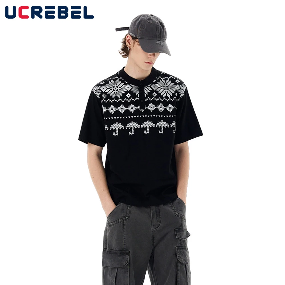 Retro Print Short Sleeve T-shirt Mens Summer High Street Henley Collar Loose Half-Sleeve Cotton Tee Men
Retro Print Short Sleeve T-shirt Mens Summer High Street Henley Collar Loose Half-Sleeve Cotton Tee Men