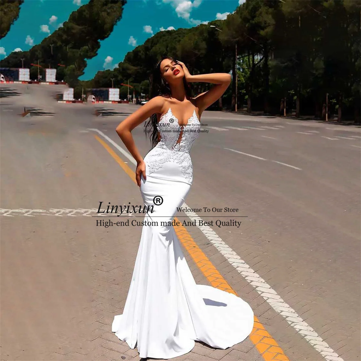 Beach Mermaid Wedding Dresses Spaghetti Strap Appliques Lace Bride Gowns Sexy Boho Sleeveless Court Train Vestido de Noiva
Beach Mermaid Wedding Dresses Spaghetti Strap Appliques Lace Bride Gowns Sexy Boho Sleeveless Court Train Vestido de Noiva