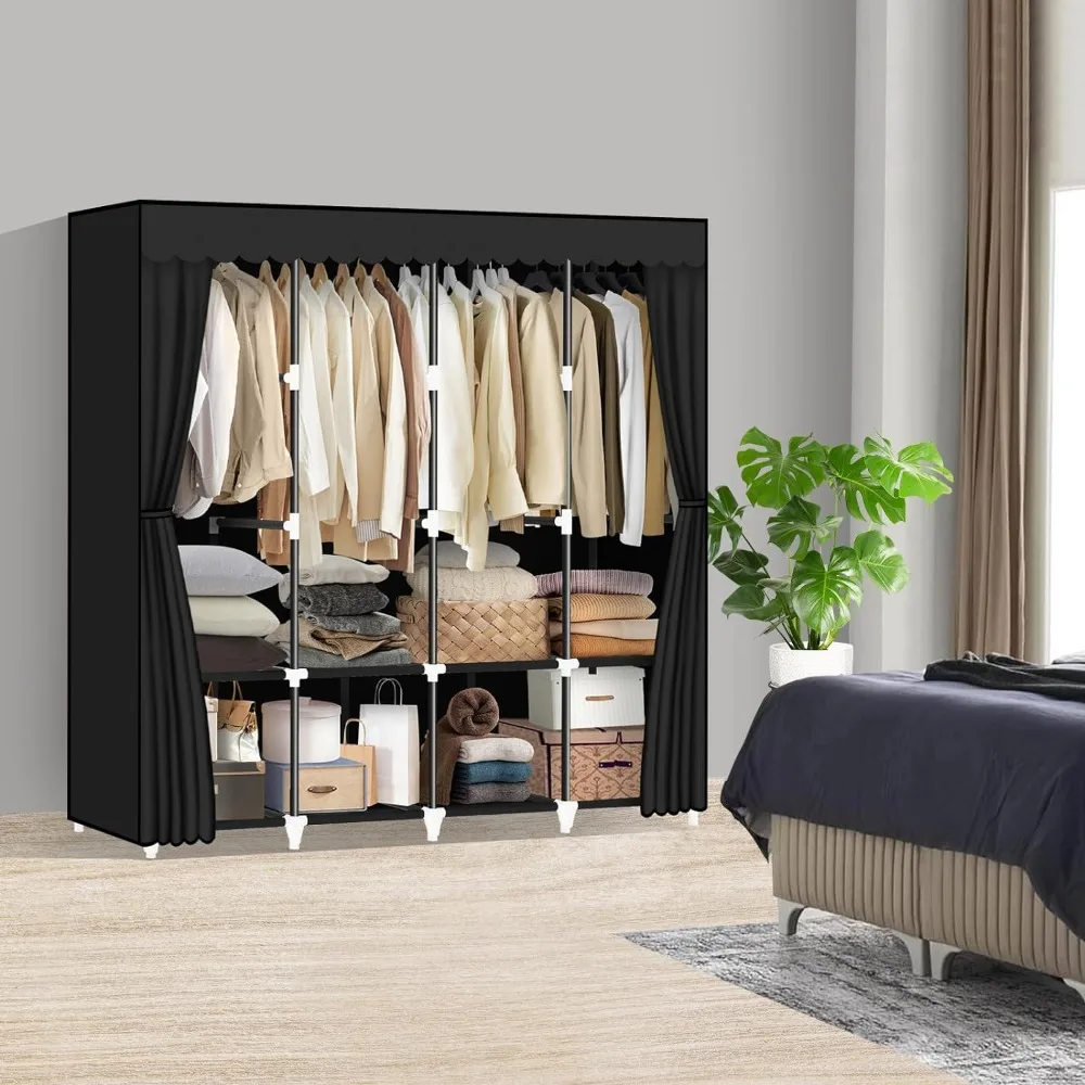 Portable Closet,Black Wardrobe Closet Organizer Cover,Hanging Clothes ,4 Hanging Rods and Shelves,Large Capacity Clothing Rack
Portable Closet,Black Wardrobe Closet Organizer Cover,Hanging Clothes ,4 Hanging Rods and Shelves,Large Capacity Clothing Rack