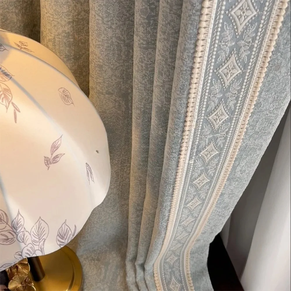 Custom Size High-end French Retro Style Dark Pattern Texture Chenille Gray Blue Lace Curtains Bedroom Living Room
Custom Size High-end French Retro Style Dark Pattern Texture Chenille Gray Blue Lace Curtains Bedroom Living Room