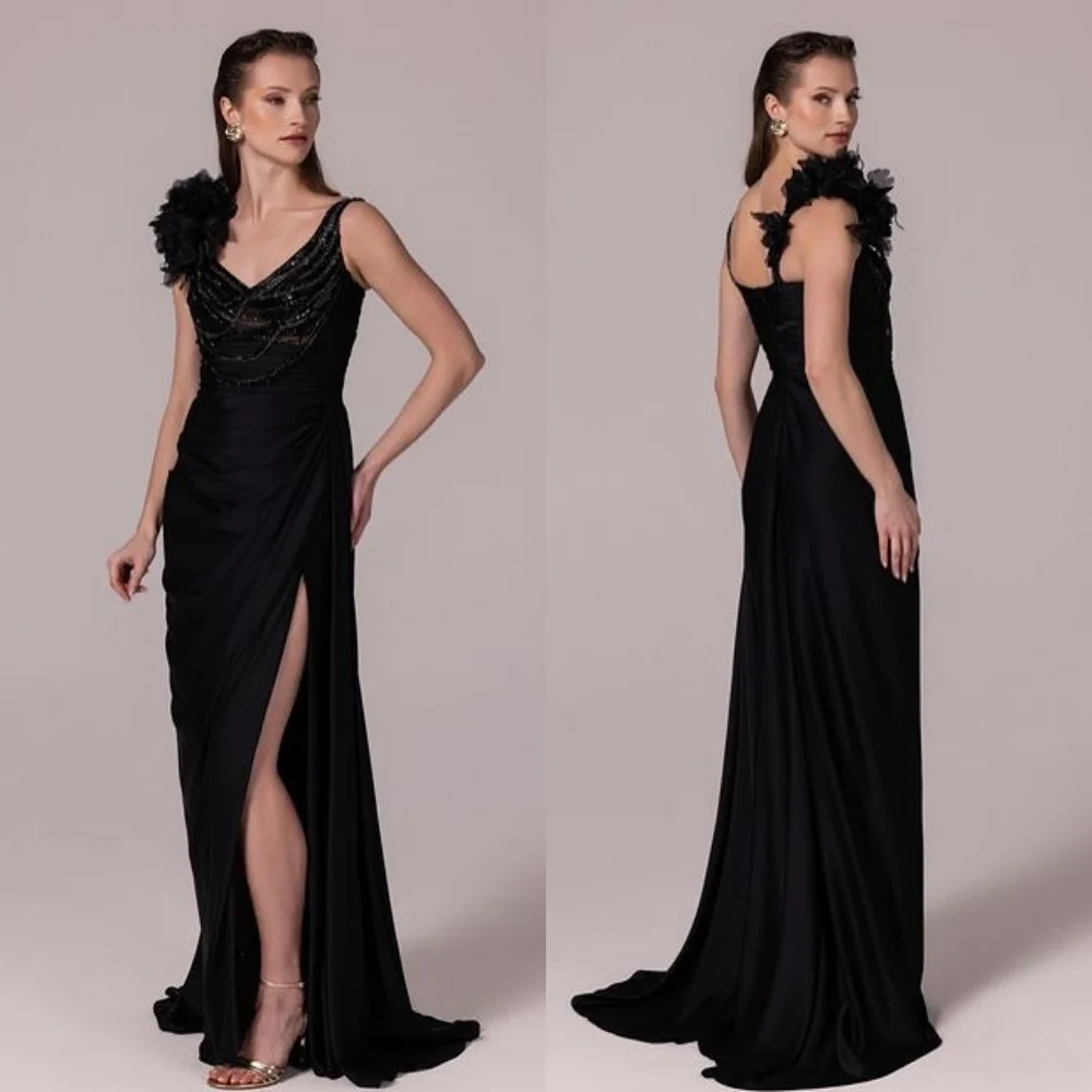 Customized High Quality Elegant Chiffon Ruched Beading Flower Straight V-neck Long Dresses Bespoke Occasion Dresses Modern Style
Customized High Quality Elegant Chiffon Ruched Beading Flower Straight V-neck Long Dresses Bespoke Occasion Dresses Modern Style
