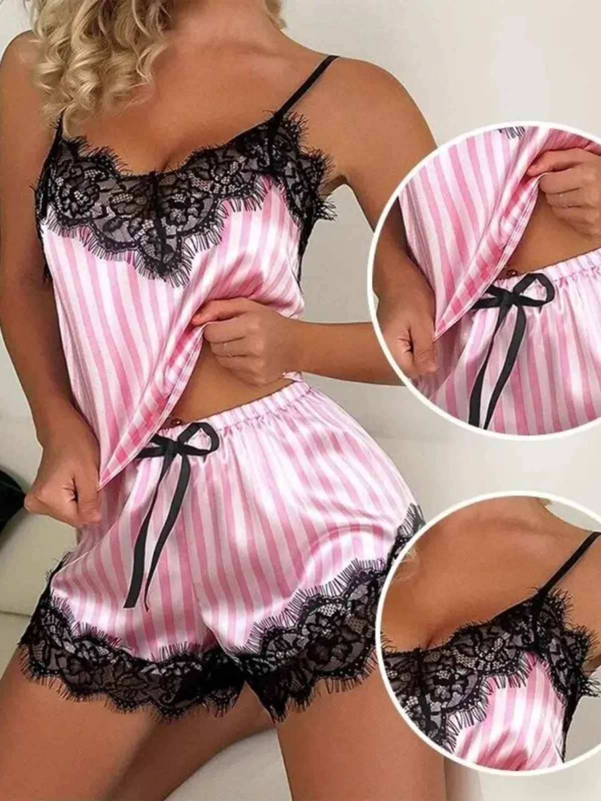 Sexy Lace Suspender Shorts Set Women's Lingerie Sexy Pure Desire Style round Neck Short Pants Sleepwear Home Clothes
Sexy Lace Suspender Shorts Set Women's Lingerie Sexy Pure Desire Style round Neck Short Pants Sleepwear Home Clothes