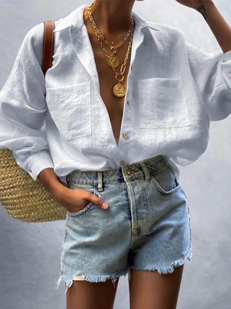 Naturaleye Women's Loose Cotton Linen Long Sleeve White Shirt Spring Summer Versatile Lazy Style Casual Basic Top Sun Protection
Naturaleye Women's Loose Cotton Linen Long Sleeve White Shirt Spring Summer Versatile Lazy Style Casual Basic Top Sun Protection