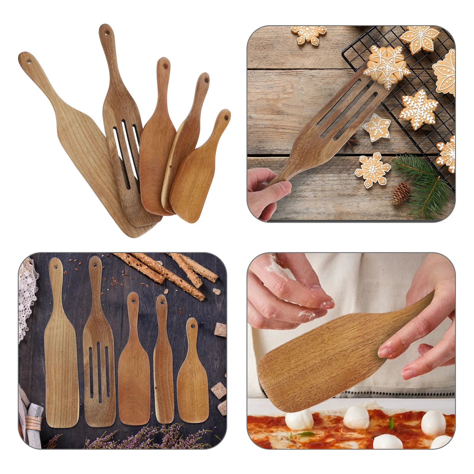 5Pcs Wooden Pizza Paddle Set Natural Wood Kitchen Utensils for Pizza Making Pancakes Dough Flipping Serving Baking Cooking Tools
5Pcs Wooden Pizza Paddle Set Natural Wood Kitchen Utensils for Pizza Making Pancakes Dough Flipping Serving Baking Cooking Tools