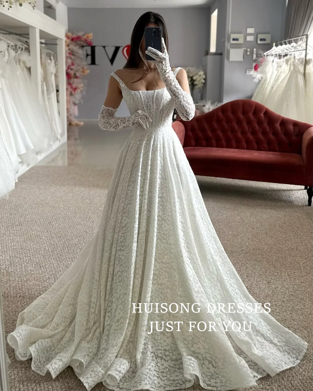 HUISONG Customized Vestidos De Novia Lace Appliques Wedding Dresses Spaghetti Straps A-Line Bridal Gown Princess Wedding Dress
HUISONG Customized Vestidos De Novia Lace Appliques Wedding Dresses Spaghetti Straps A-Line Bridal Gown Princess Wedding Dress
