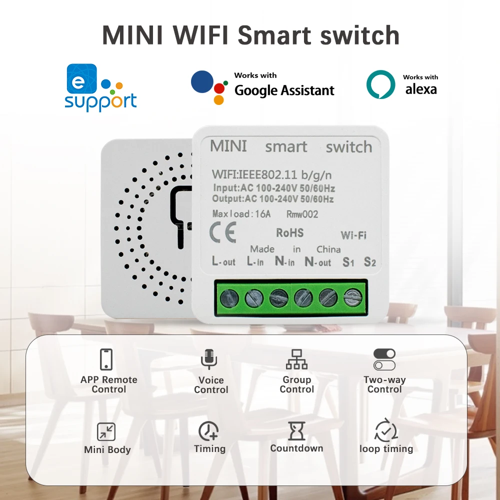 eWelink Switch Smart 2-Way DIY Switches Circuit Breaker Timer Smart Home 16A Wifi Support Alexa Google Home Alice
eWelink Switch Smart 2-Way DIY Switches Circuit Breaker Timer Smart Home 16A Wifi Support Alexa Google Home Alice