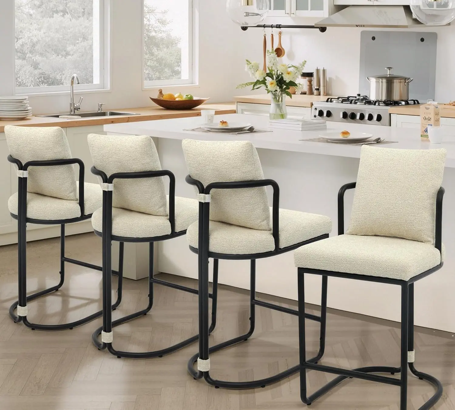 26" Upholstered Counter Stools Set Of 4 With Backs & Metal Legs Armless Chenille Kitchen Island Home Bar Cream, Customized
26" Upholstered Counter Stools Set Of 4 With Backs & Metal Legs Armless Chenille Kitchen Island Home Bar Cream, Customized