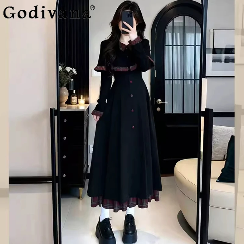 Large Size Women Spring Elegant French Cape Black Dresses Sweet Gentle Age-reducing High Waist A-line Long Sleeve Korean Dress
Large Size Women Spring Elegant French Cape Black Dresses Sweet Gentle Age-reducing High Waist A-line Long Sleeve Korean Dress
