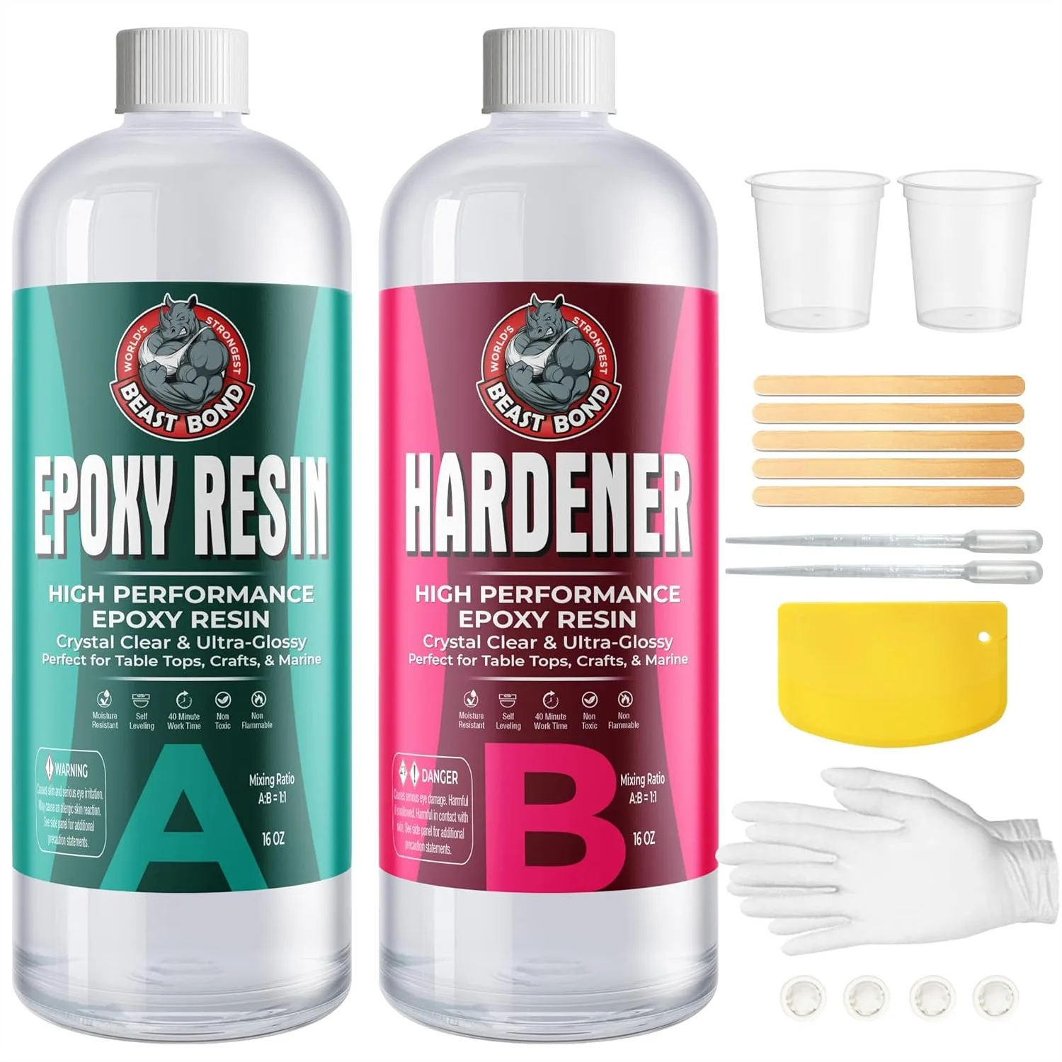 Clear Epoxy Resin Kit 32oz, Self-Leveling, Ultra-Glossy, Bubble Free, UV & Moisture Resistant for Art, Jewelry, Tabletops, DIY
Clear Epoxy Resin Kit 32oz, Self-Leveling, Ultra-Glossy, Bubble Free, UV & Moisture Resistant for Art, Jewelry, Tabletops, DIY