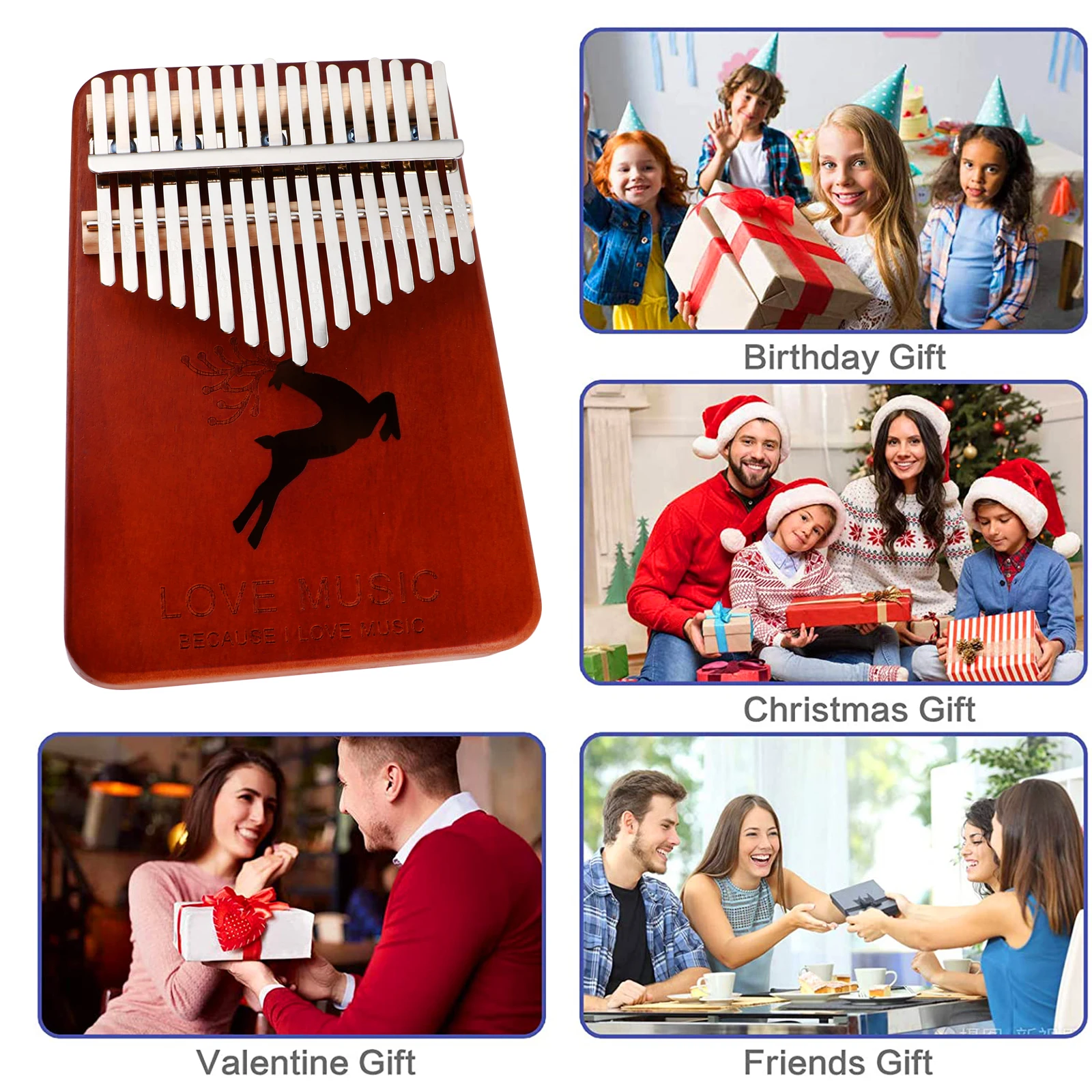 17 Tone Thumb Piano Wood Musical Instrument Finger Kalimba Educational Creative 
17 Tone Thumb Piano Wood Musical Instrument Finger Kalimba Educational Creative