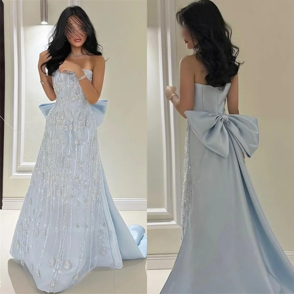 customized Classic Blue Jersey Homecoming Dress Modern Strapless Beading Crystal Bow Panel Train Zipper Back Vestido De Festa
customized Classic Blue Jersey Homecoming Dress Modern Strapless Beading Crystal Bow Panel Train Zipper Back Vestido De Festa