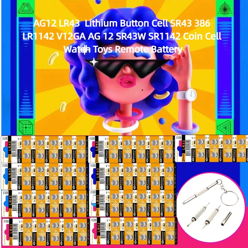 AG12 LR43 Lithium Button Cell SR43 386 LR1142 V12GA AG 12 SR43W SR1142 Coin Cell Watch Toys Remote Battery
AG12 LR43 Lithium Button Cell SR43 386 LR1142 V12GA AG 12 SR43W SR1142 Coin Cell Watch Toys Remote Battery