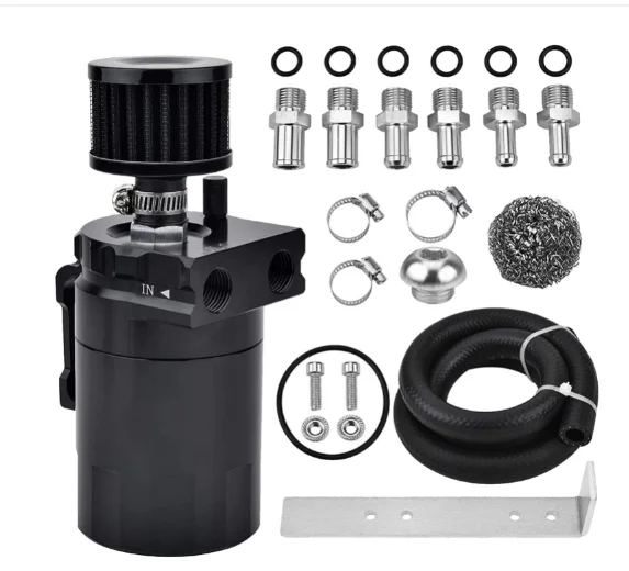 Black Aluminum 300ML Oil Catch Can Kit Aluminum Oil Trap Reservoir Fuel Catch Tank With High Pressure Pipe
Black Aluminum 300ML Oil Catch Can Kit Aluminum Oil Trap Reservoir Fuel Catch Tank With High Pressure Pipe