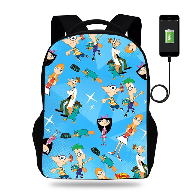 New Phineas And Ferb Backpack Boys Girls School Bag Teenager Book Bags Men Women Rucksack USB Travel Knapsack Mochila
New Phineas And Ferb Backpack Boys Girls School Bag Teenager Book Bags Men Women Rucksack USB Travel Knapsack Mochila