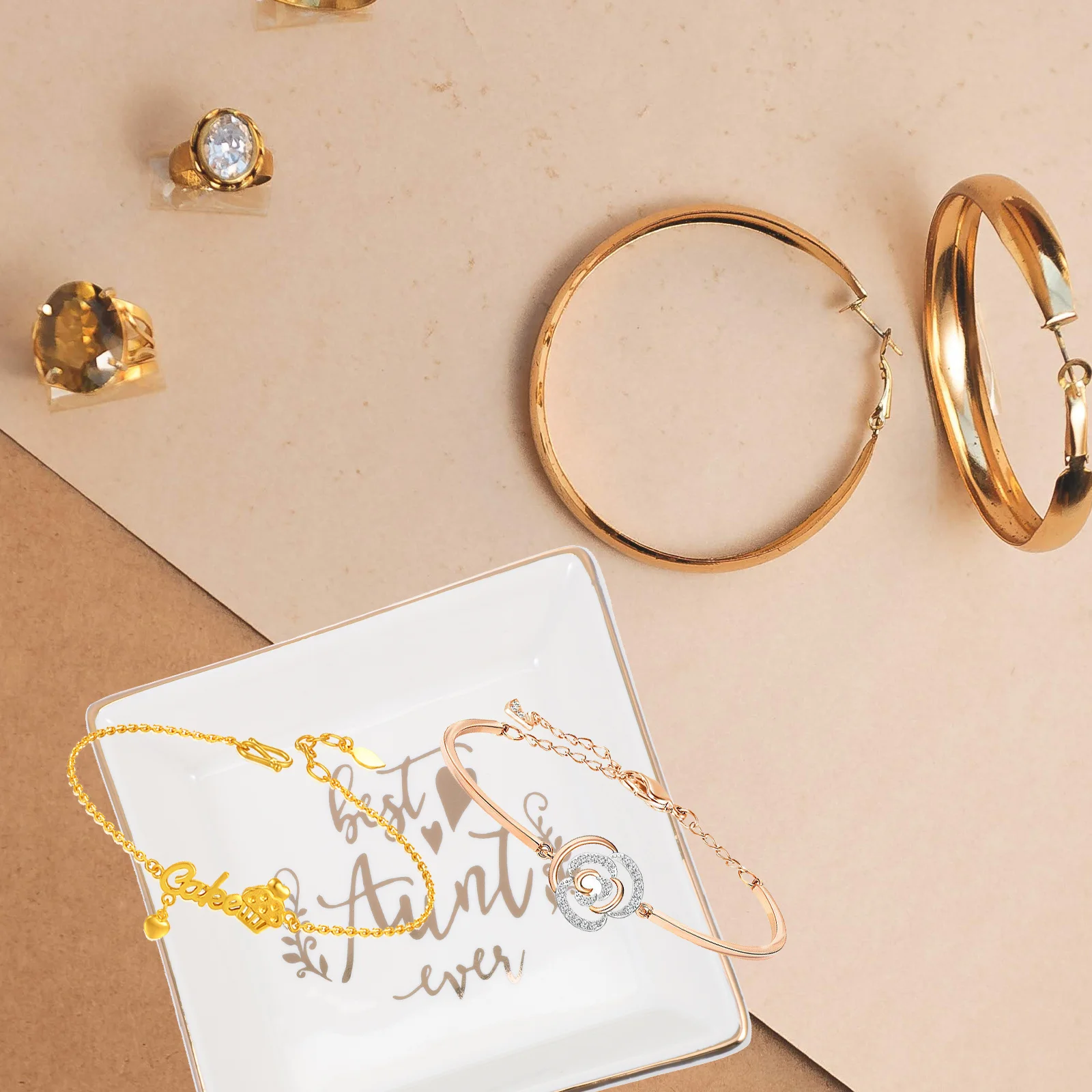 Ceramic Gold-Trim Jewelry Tray Elegant Storage Plate for Home Desktop Decor Multifunctional Organizer Sundries Holder Display
Ceramic Gold-Trim Jewelry Tray Elegant Storage Plate for Home Desktop Decor Multifunctional Organizer Sundries Holder Display