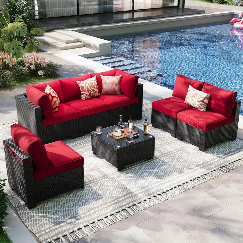 7-Piece Outdoor Patio Furniture Set, Sectional Wicker Sofa with Cushions, Ideal for Balcony, Deck, Garden
7-Piece Outdoor Patio Furniture Set, Sectional Wicker Sofa with Cushions, Ideal for Balcony, Deck, Garden