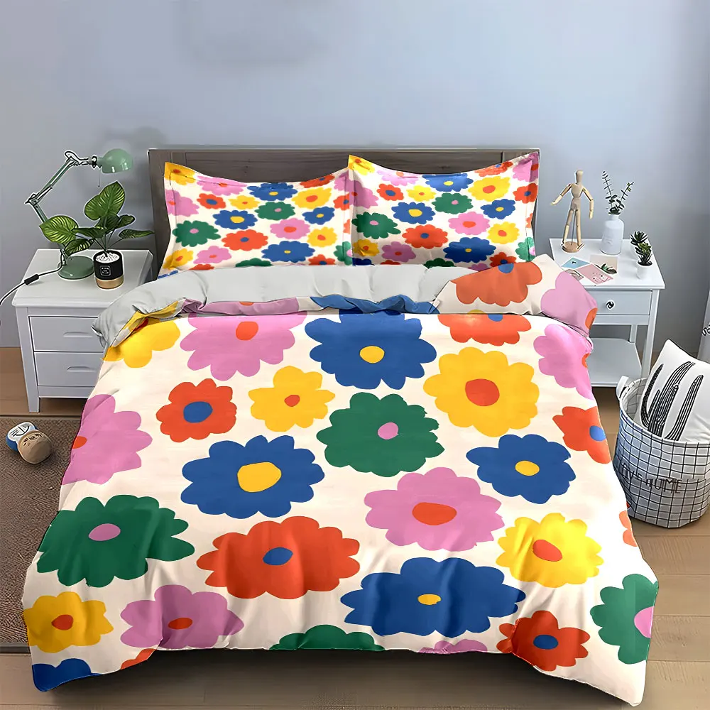 Colorful Floral Pattern Home Decor Bedding Set with 1 Duvet Cover 2 Pillowcases Single Double King Queen, Gift
Colorful Floral Pattern Home Decor Bedding Set with 1 Duvet Cover 2 Pillowcases Single Double King Queen, Gift