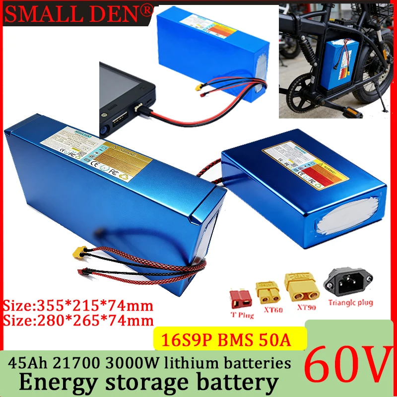 High power Original 60V 45Ah lithium battery pack 21700 16S9P DIY 3000W high-capacity camping and swimming boat + 67.2V charger
High power Original 60V 45Ah lithium battery pack 21700 16S9P DIY 3000W high-capacity camping and swimming boat + 67.2V charger