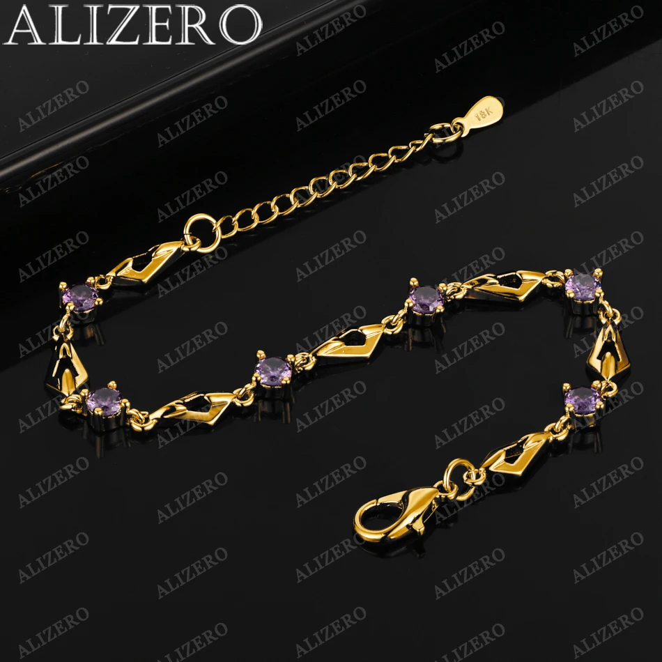 ALIZERO 18K Gold Bracelet White / Purple Crystal Zircon Bracelets For Women Wedding Fashion Party Gifts Fine Jewelry Wholesale
ALIZERO 18K Gold Bracelet White / Purple Crystal Zircon Bracelets For Women Wedding Fashion Party Gifts Fine Jewelry Wholesale