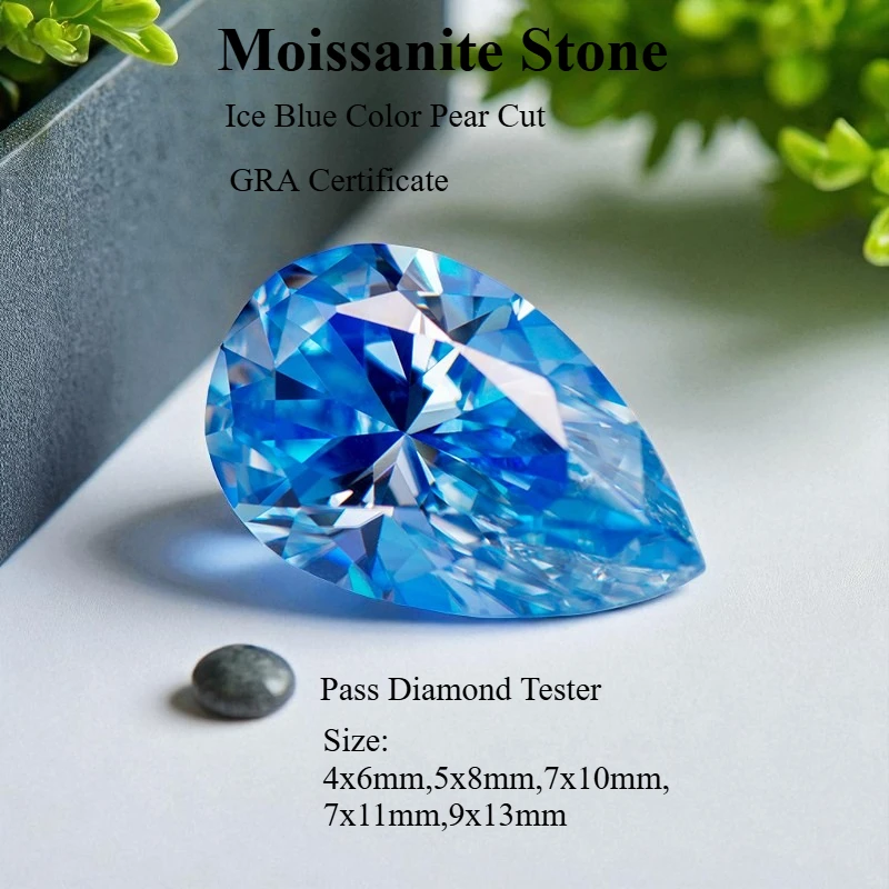 Moissanite Stone Ice Blue Color Pear Cut Lab Grown Diamond For Diy Advanced Jewelry Rings Earrings Making With Certificate
Moissanite Stone Ice Blue Color Pear Cut Lab Grown Diamond For Diy Advanced Jewelry Rings Earrings Making With Certificate