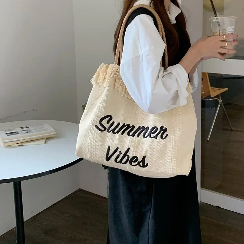 Tassel Tote Large Capacity Girls Pink Canvas Bag Women Handbag One Shoulder College Student Commuter Bag
Tassel Tote Large Capacity Girls Pink Canvas Bag Women Handbag One Shoulder College Student Commuter Bag