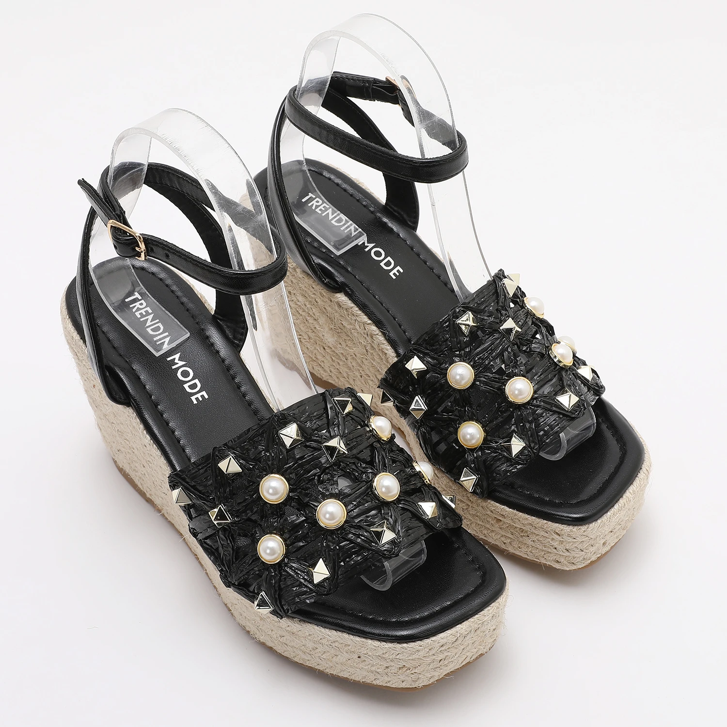 Сандалии на танкетке с заклепками и жемчугом, ромские туфли на высоком каблуке с открытым носком на толстой подошве в стиле ретро
Сандалии на танкетке с заклепками и жемчугом, ромские туфли на высоком каблуке с открытым носком на толстой подошве в стиле ретро