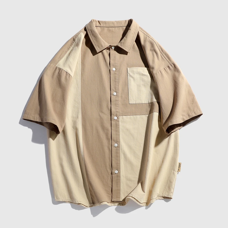 Summer Men's Solid Round Neck Button Pockets Short Sleeve Color Patchwork Cardigan Shirt T-shirt Casual Vintage Office Lady Tops
Summer Men's Solid Round Neck Button Pockets Short Sleeve Color Patchwork Cardigan Shirt T-shirt Casual Vintage Office Lady Tops