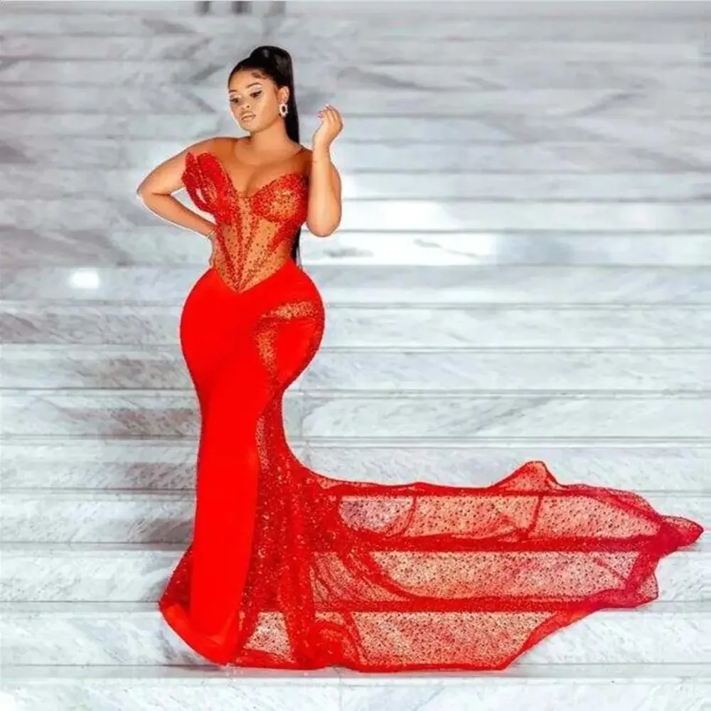 Aso Ebi Sheer Neck Sleeveless Plus Size Women Evening Gowns Sweep Train Formal Party Dress White Lace Mermaid Prom Dresses
Aso Ebi Sheer Neck Sleeveless Plus Size Women Evening Gowns Sweep Train Formal Party Dress White Lace Mermaid Prom Dresses