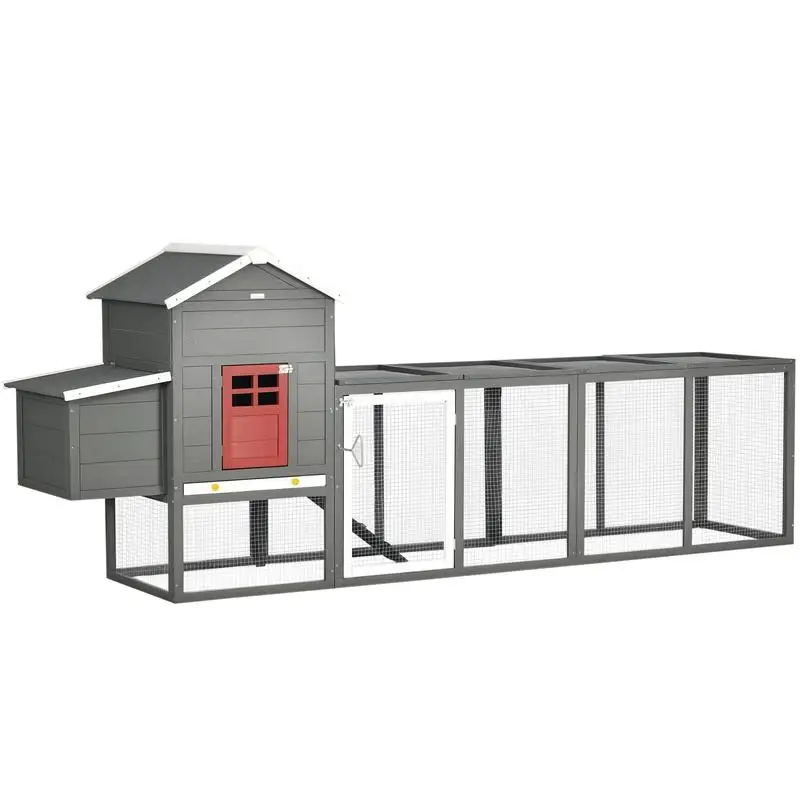 PawHut 118" Extra Large Chicken Coop with Asphalt Roof, Wooden Hen Run with Slide-Out Tray and Nesting Box, Chicken Hutch for 3-6 Chickens, Gray
PawHut 118" Extra Large Chicken Coop with Asphalt Roof, Wooden Hen Run with Slide-Out Tray and Nesting Box, Chicken Hutch for 3-6 Chickens, Gray